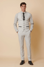 Bromley Check Single Breasted Waistcoat - Stone - GLS Clothing
