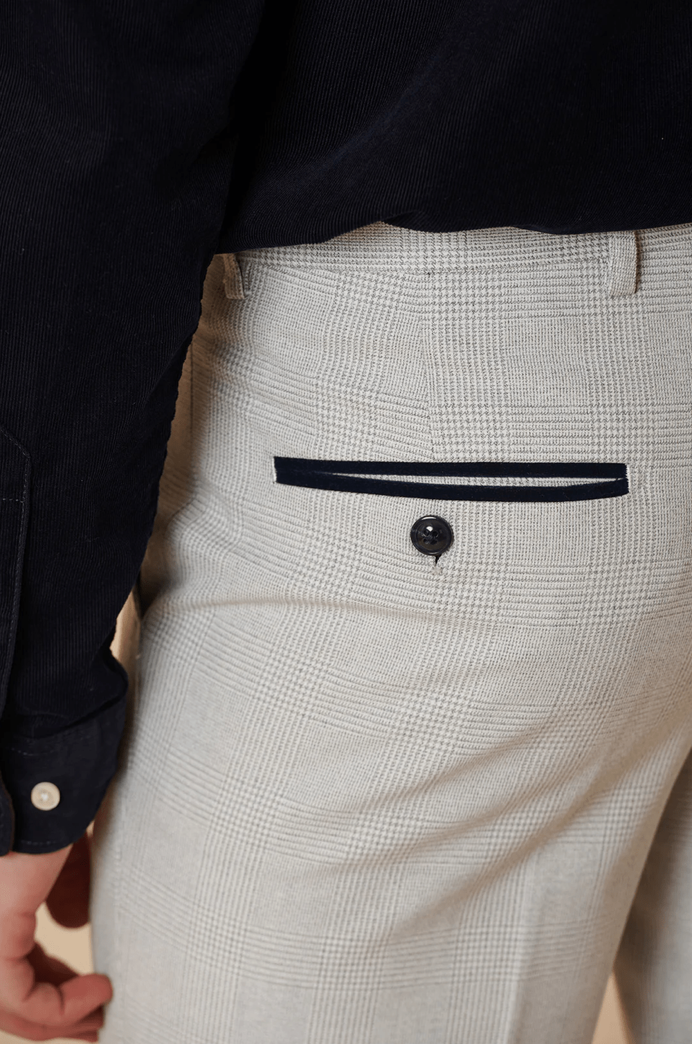 Bromley Check Trousers - Stone - GLS Clothing
