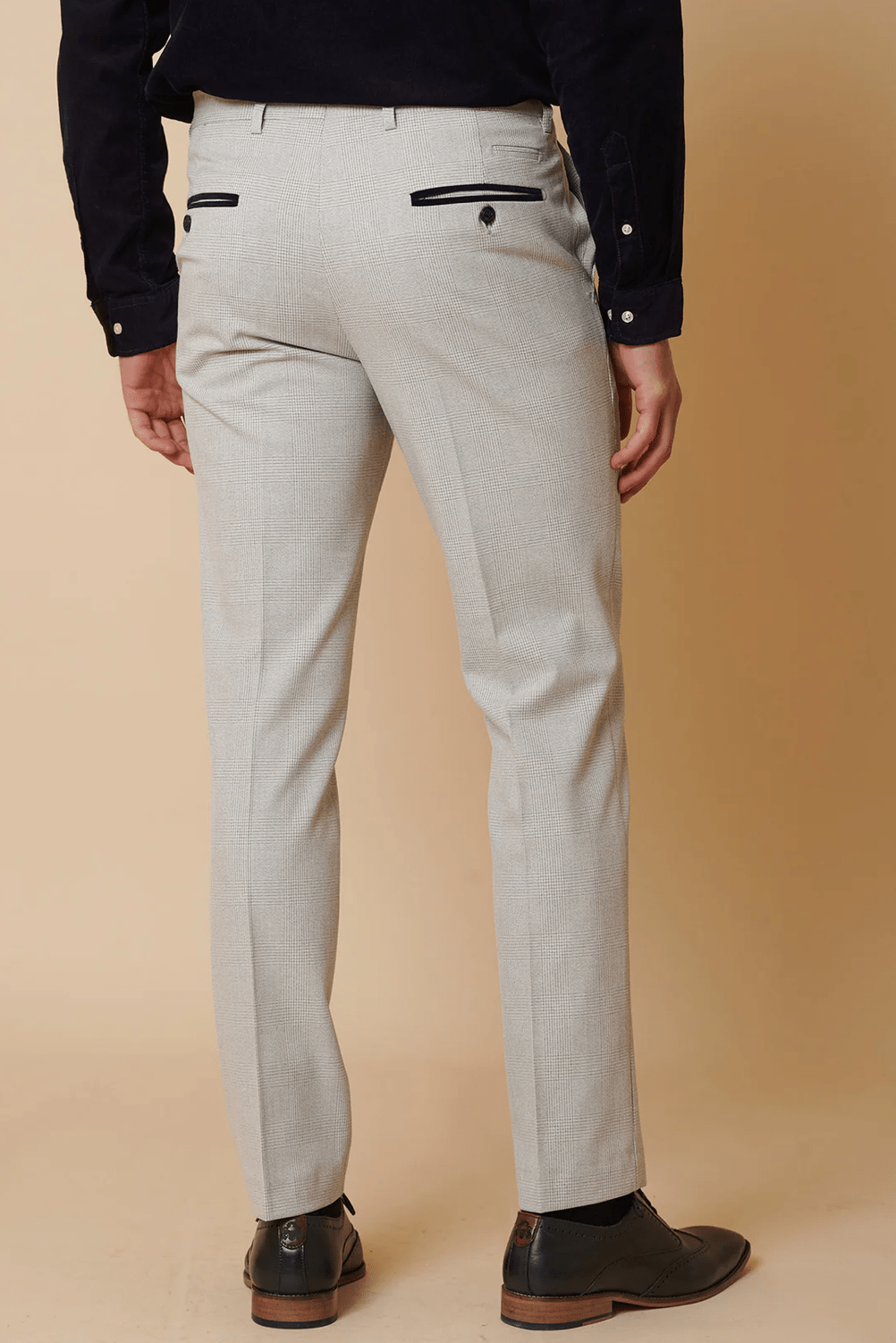 Bromley Check Trousers - Stone - GLS Clothing