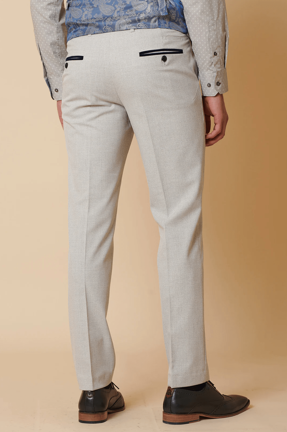 Bromley Check Trousers - Stone - GLS Clothing