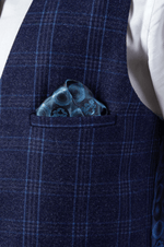 Chigwell Check Single Breasted Waistcoat - Blue Tweed - GLS Clothing