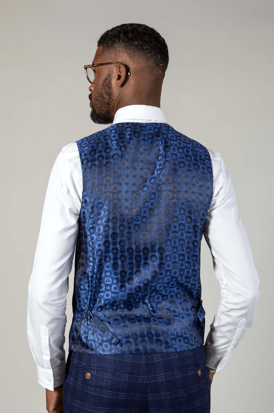 Chigwell Check Single Breasted Waistcoat - Blue Tweed - GLS Clothing