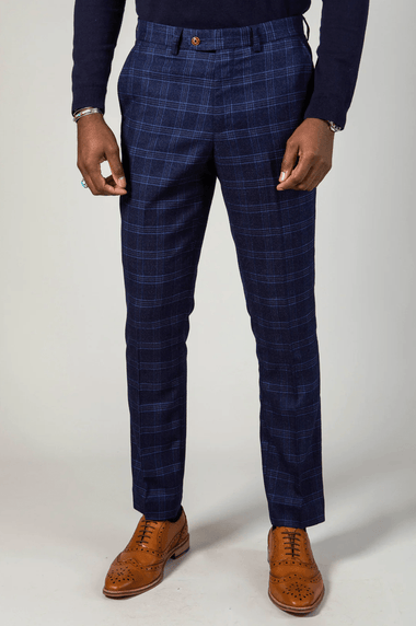 Chigwell Check Trousers - Blue Tweed - GLS Clothing