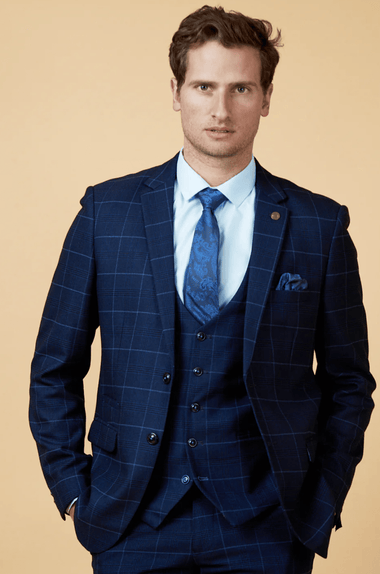 Edinson Check Blazer - Navy Sky - GLS Clothing