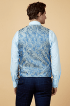 Edinson Check Single Breasted Waistcoat - Navy Sky - GLS Clothing