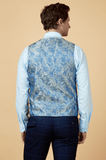 Edinson Check Single Breasted Waistcoat - Navy Sky - GLS Clothing