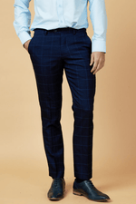 Edinson Check Trousers - Navy Sky - GLS Clothing