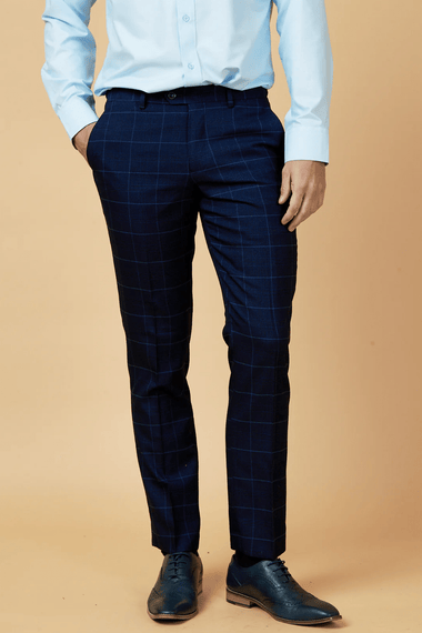 Edinson Check Trousers - Navy Sky - GLS Clothing