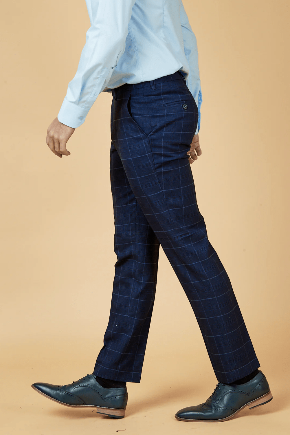 Edinson Check Trousers - Navy Sky - GLS Clothing