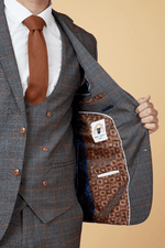 Jenson Check Blazer - Grey - GLS Clothing
