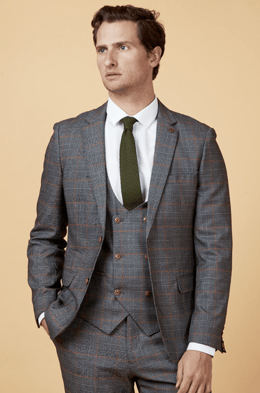 Jenson Check Blazer - Grey - GLS Clothing