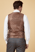 Jenson Check Double Breasted Waistcoat - Grey - GLS Clothing