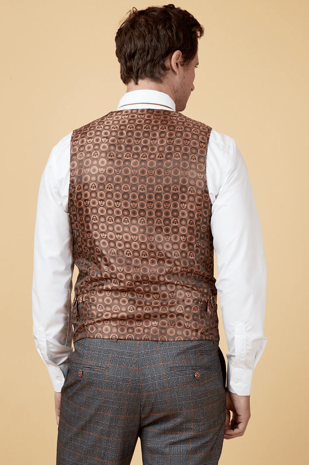 Jenson Check Double Breasted Waistcoat - Grey - GLS Clothing