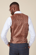 Jenson Check Double Breasted Waistcoat - Marine Navy - GLS Clothing