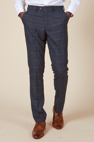 Jenson Check Trousers - Marine Navy - GLS Clothing