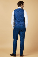 Jerry Check Single Breasted Waistcoat - Blue - GLS Clothing