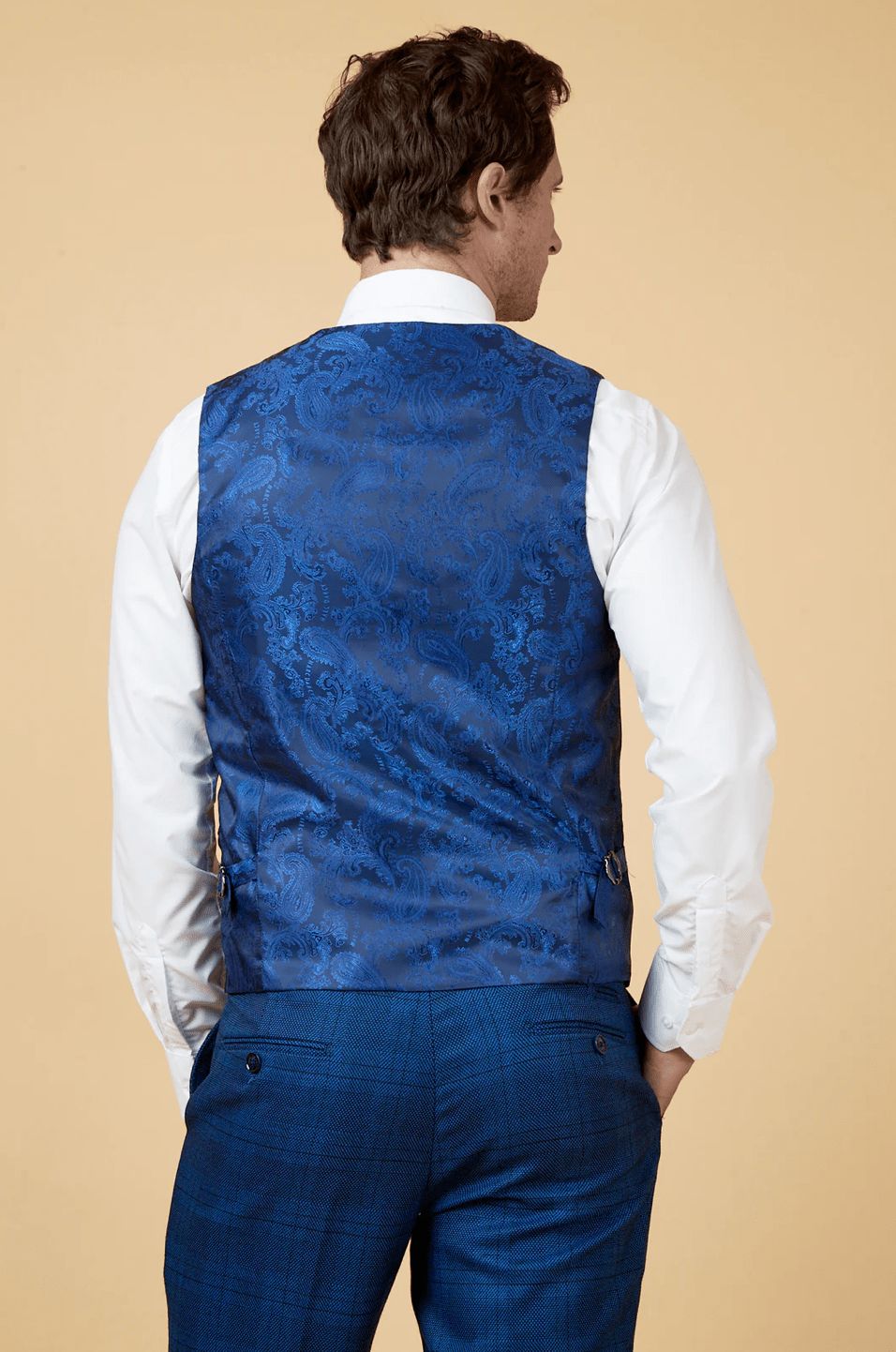 Jerry Check Single Breasted Waistcoat - Blue - GLS Clothing