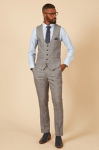 Jerry Check Single Breasted Waistcoat - Grey - GLS Clothing