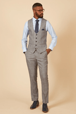 Jerry Check Single Breasted Waistcoat - Grey - GLS Clothing