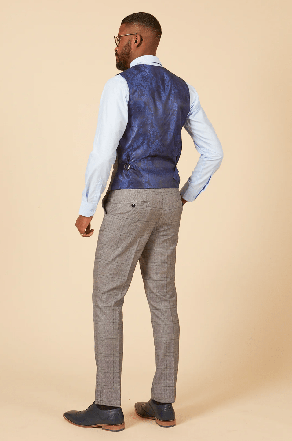 Jerry Check Single Breasted Waistcoat - Grey - GLS Clothing