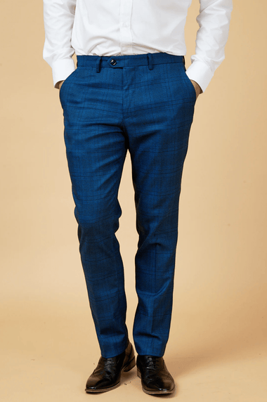 Jerry Check Trousers - Blue - GLS Clothing