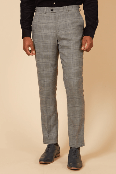 Jerry Check Trousers - Grey - GLS Clothing
