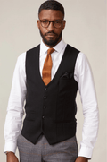 Kelvin Waistcoat - Black - Single Breasted - GLS Clothing