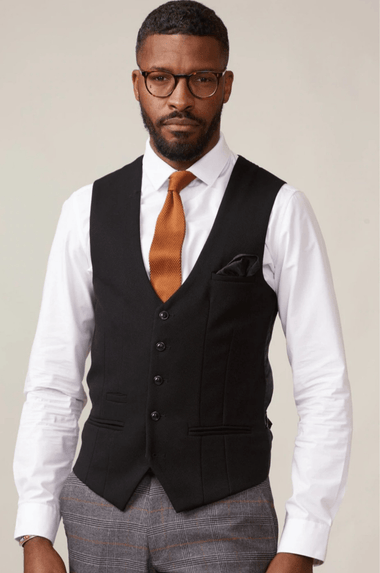 Kelvin Waistcoat - Black - Single Breasted - GLS Clothing