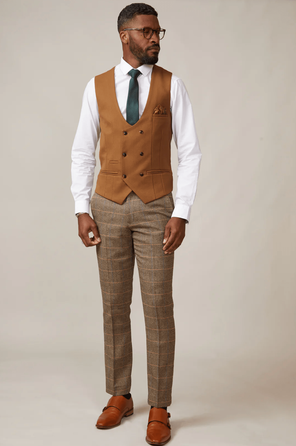 Kelvin Waistcoat - Tan - Double Breasted - GLS Clothing
