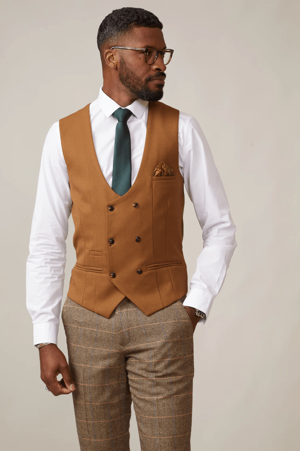 Kelvin Waistcoat - Tan - Double Breasted - GLS Clothing