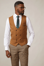 Kelvin Waistcoat - Tan - Double Breasted - GLS Clothing