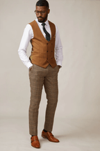 Kelvin Waistcoat - Tan - Double Breasted - GLS Clothing