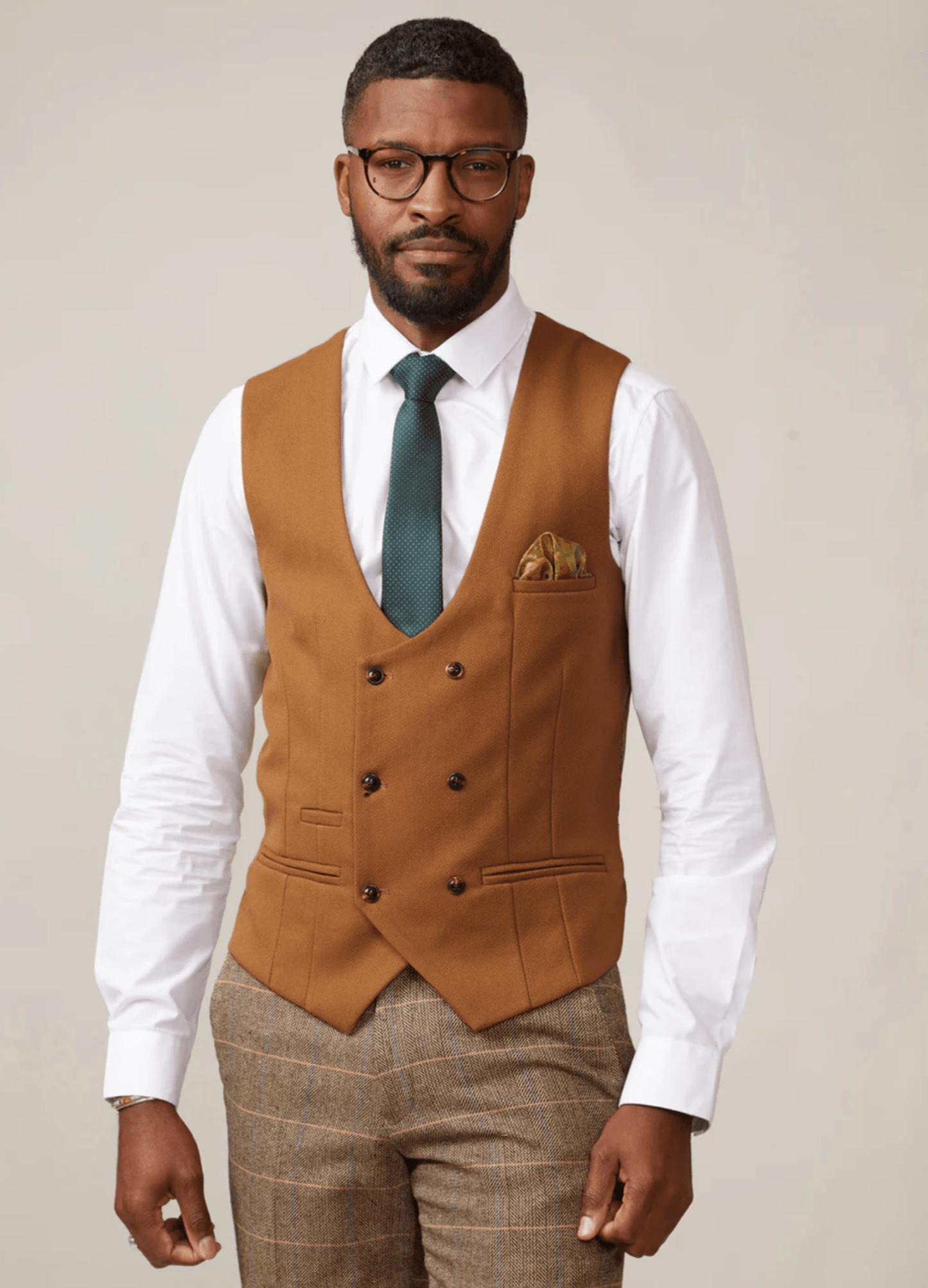 Kelvin Waistcoat - Tan - Double Breasted - GLS Clothing