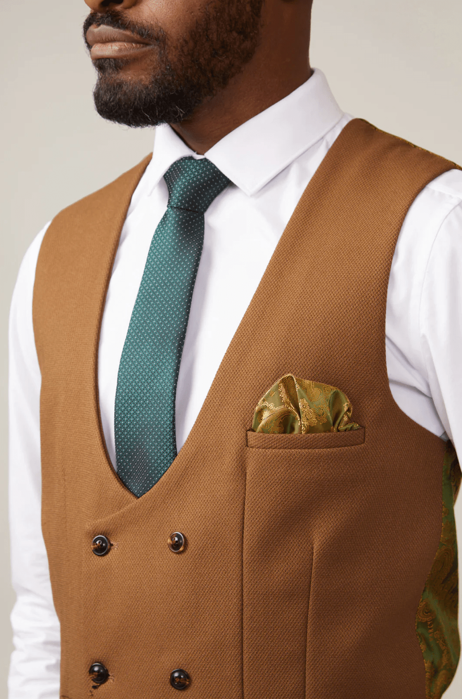Kelvin Waistcoat - Tan - Double Breasted - GLS Clothing
