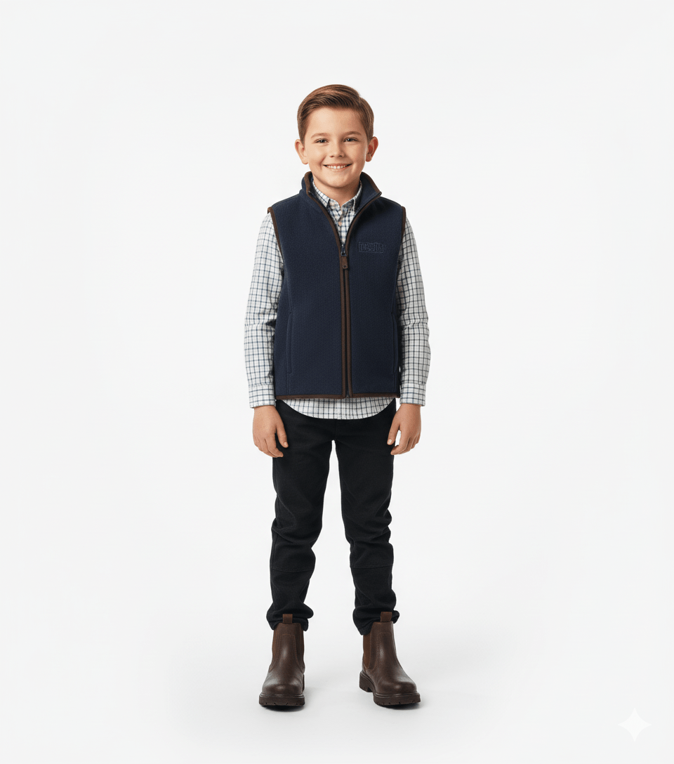 Kids Country Check Shirt & Fleece Gilet Bundle - GLS Clothing