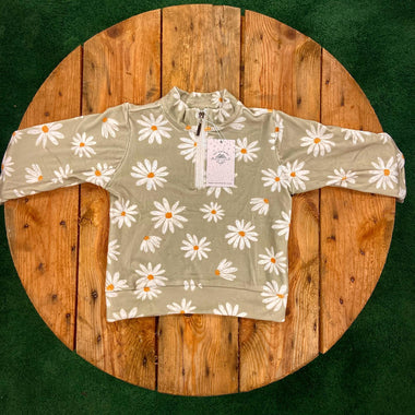 Kids - Soft Touch 1/2 zip Fleece - Green - Flowers - GLS Clothing