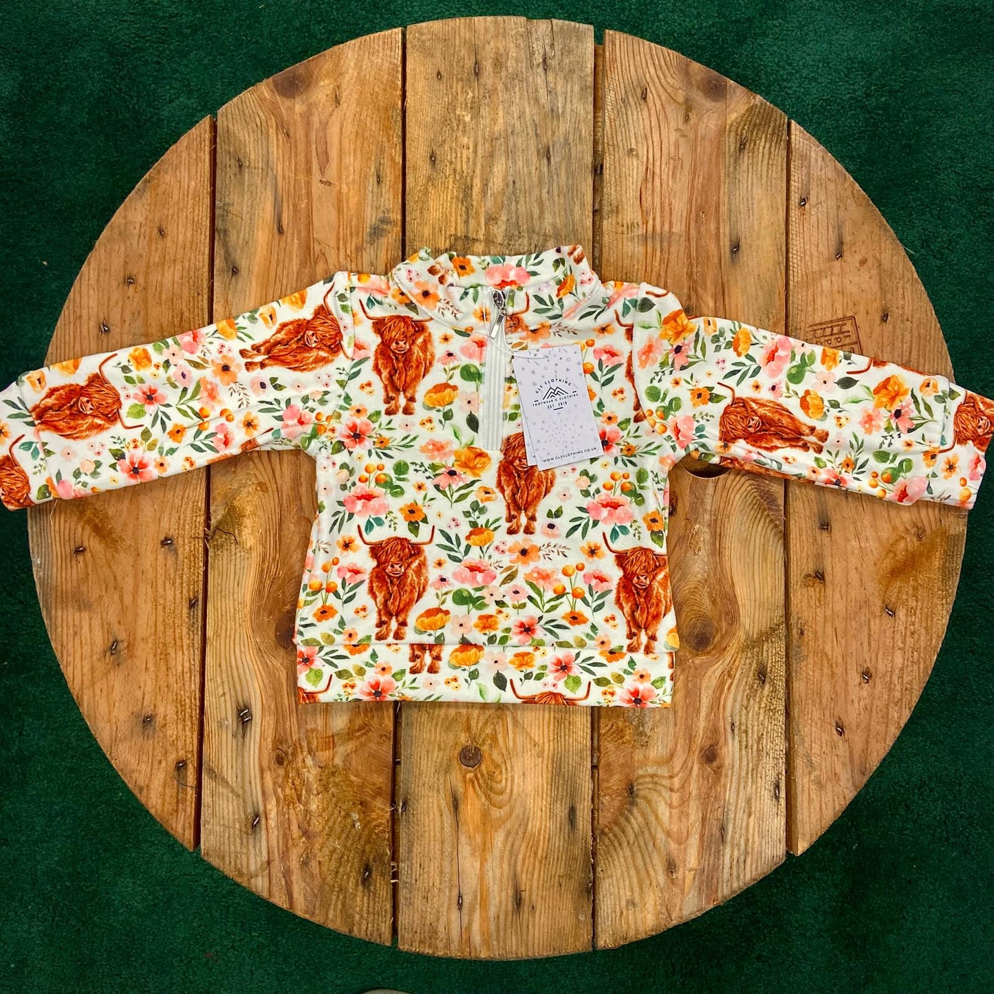 Kids - Soft Touch 1/2 zip Fleece - Highland cow - GLS Clothing