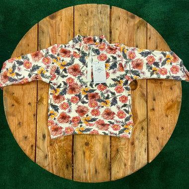 Kids - Soft Touch 1/2 zip Fleece - Multi - Coloured Flowers - GLS Clothing