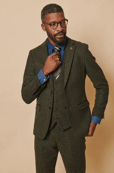 Marlow Tweed Blazer - Olive Green - GLS Clothing