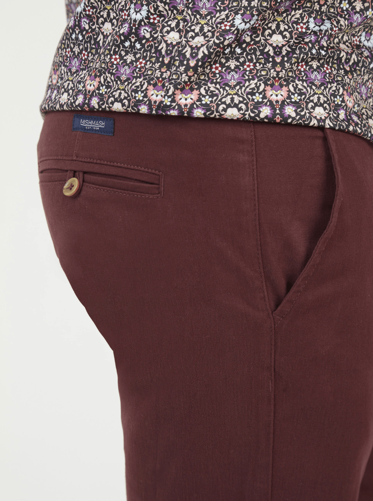 MishMash - Bromley Tapered Fit Stretch Chino - Burgundy - GLS Clothing
