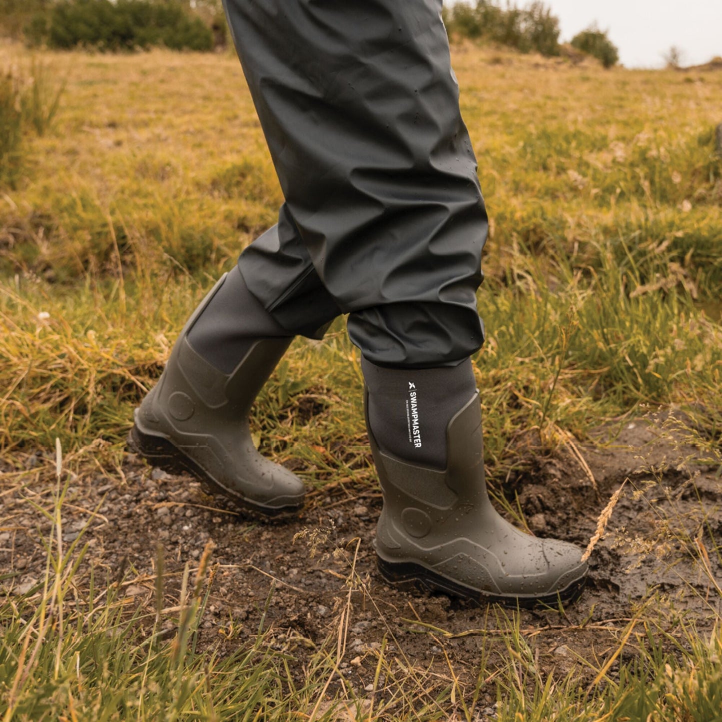 Swampmaster Pro Trapper Non - Safety PU - Neoprene Wellington - Green - GLS Clothing