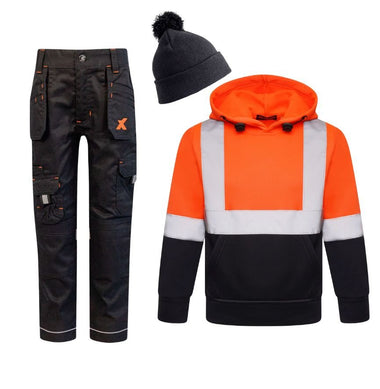 Xpert - Kids/Junior hoody (Orange Hi - Vis/Black Trouser) bundle - GLS Clothing