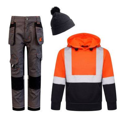 Xpert - Kids/Junior hoody (Orange Hi - Vis/Grey Trouser) bundle - GLS Clothing