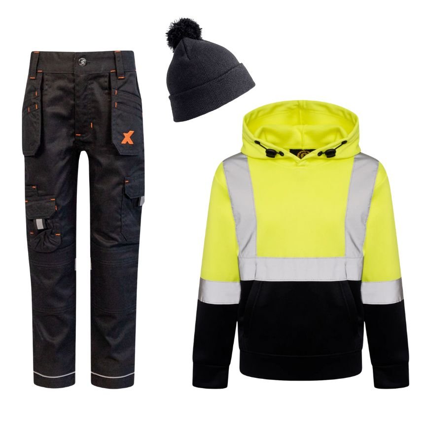 Xpert - Kids/Junior hoody (Yellow Hi - Vis/Black Trouser) bundle - GLS Clothing