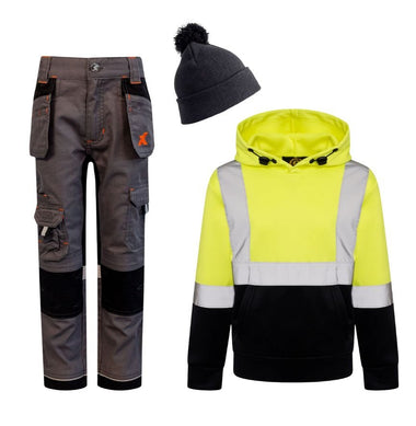 Xpert - Kids/Junior hoody (Yellow Hi - Vis/Grey Trouser) bundle - GLS Clothing