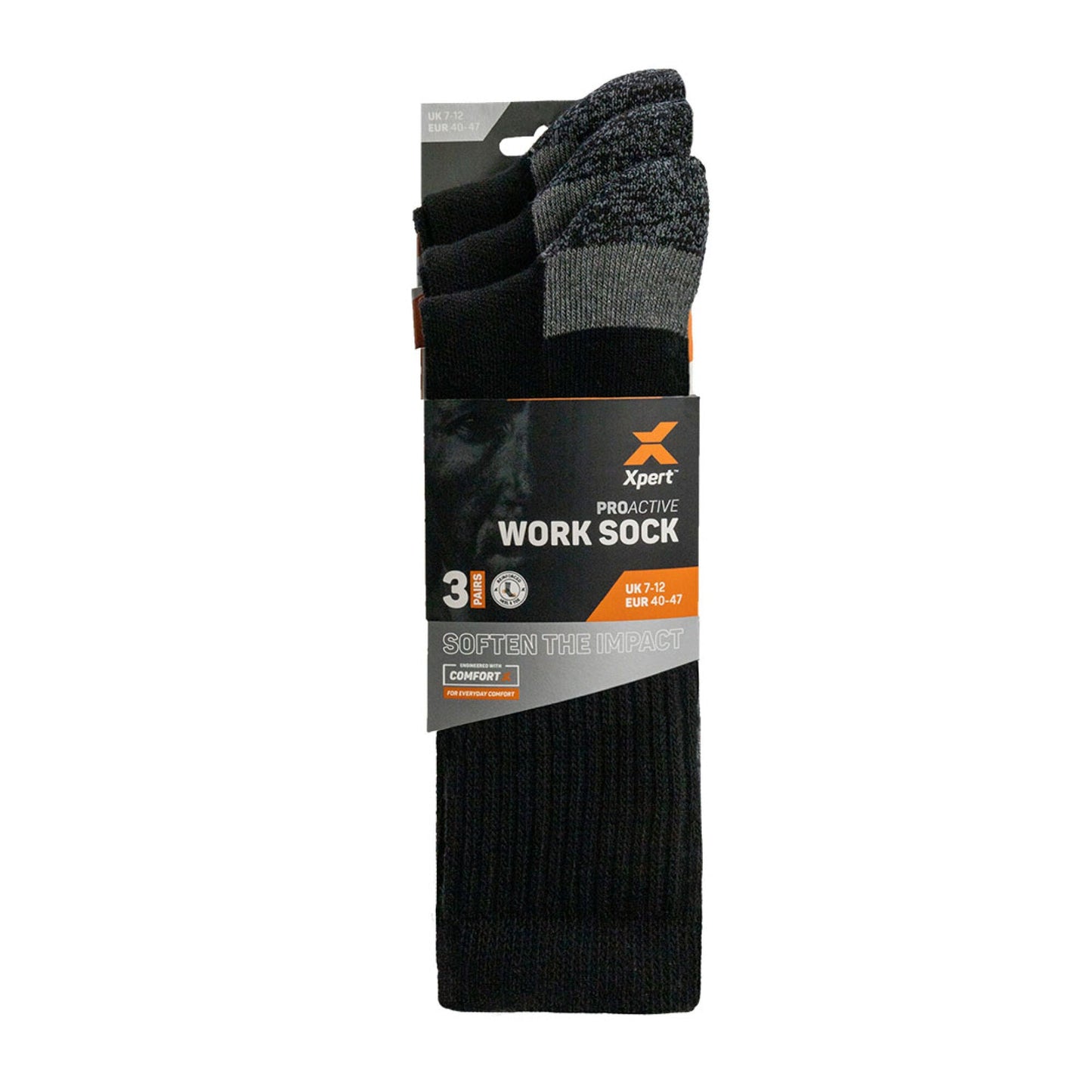 Xpert Pro Active Work Sock 3 Pack - Black - GLS Clothing