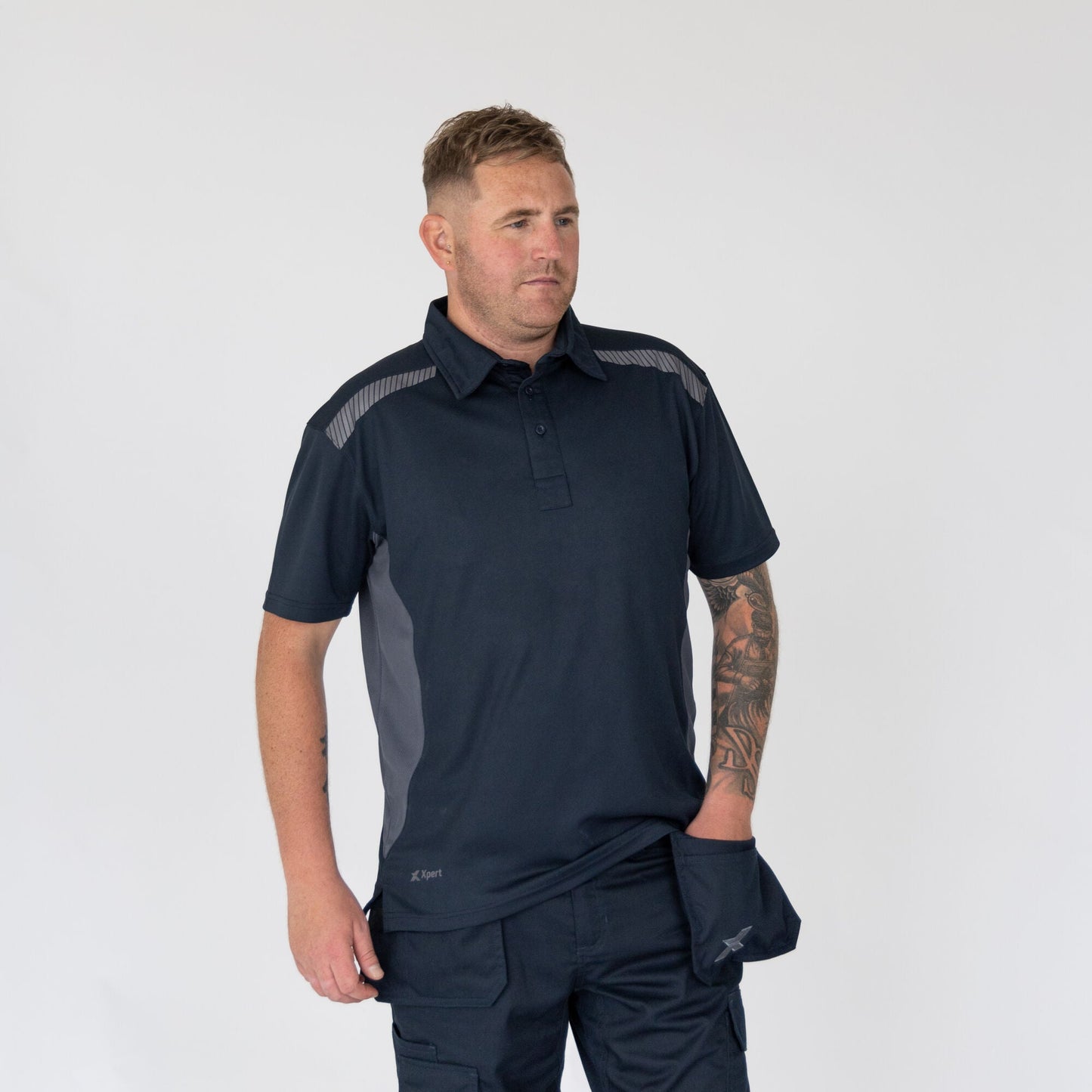Xpert Pro Stretch Polo Shirt - Navy/Grey - GLS Clothing