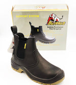 116 - Leather Black Slip on Boot - Steel Toe - GLS Clothing