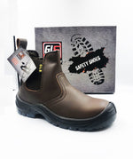 GLS Workwear - Heavy Duty Buffalo Leather - Slip On Boot - Brown - GLS Clothing