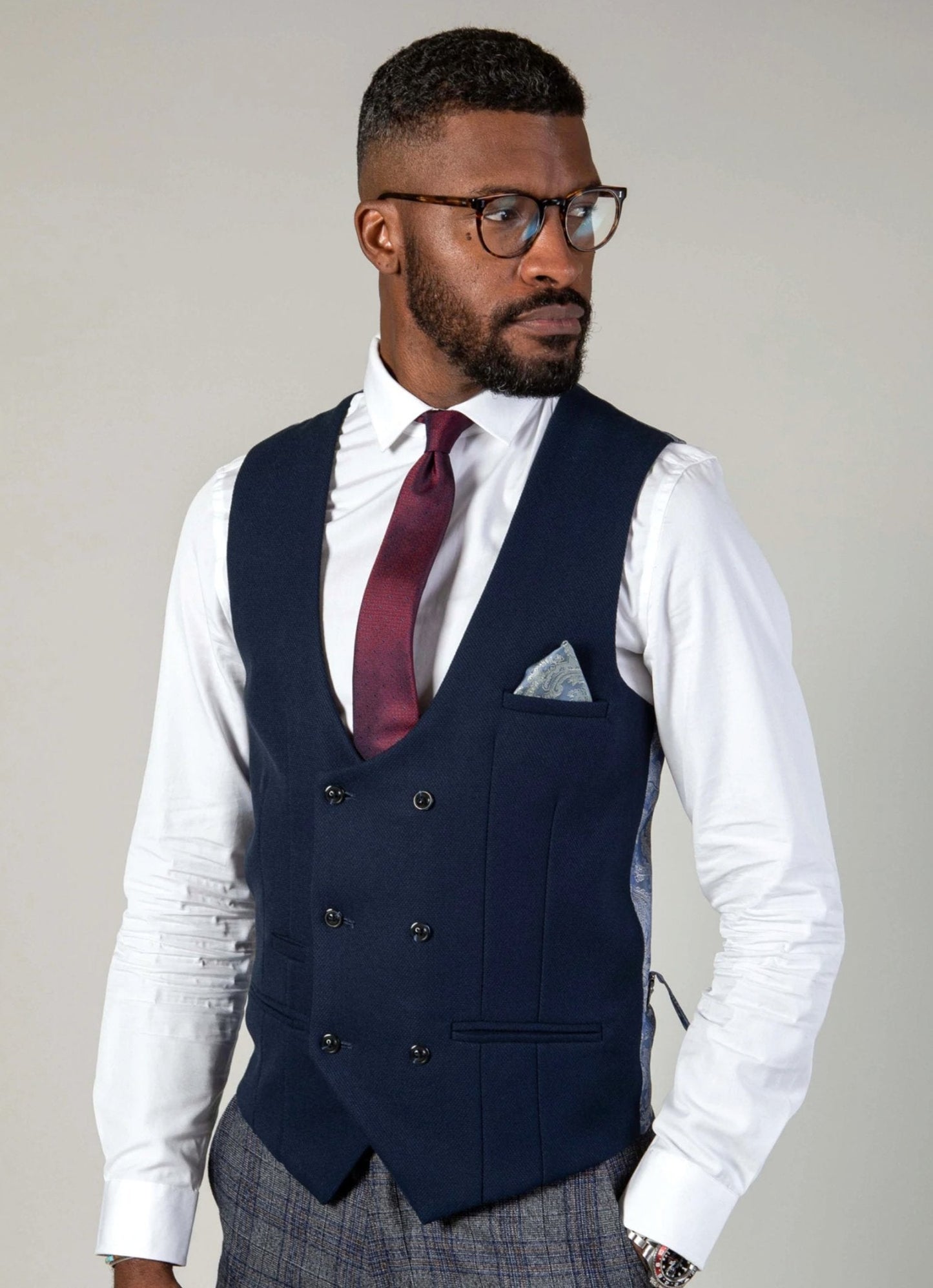 Kelvin Waistcoat - Navy - Double Breasted - GLS Clothing